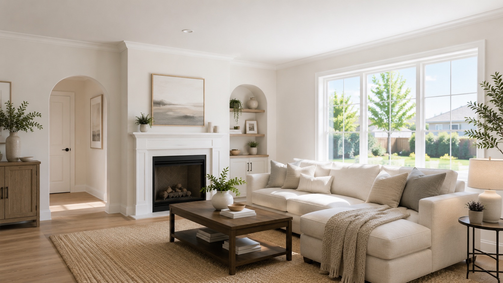 Bright freshly painted living room, interior painting in Tracy CA