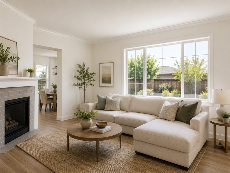 Freshly painted living room, interior painting in Tracy CA